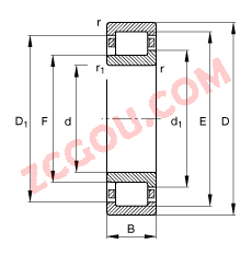 FAG?Բ��������� NJ2312-E-TVP2, ���� DIN 5412-1 ��׼����Ҫ�ߴ�, �붨λ���, �ɷ���, �����ּ�