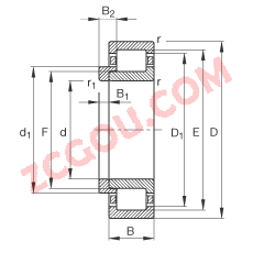 FAG?Բ��������� NJ2315-E-TVP2 + HJ2315E, ���� DIN 5412-1 ��׼����Ҫ�ߴ�, �� L ��Ȧ����λ���, �ɷ���, �����ּ�