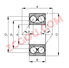 FAG?�ǽӴ������ 3320-M, ���� DIN 628-3 ��׼����Ҫ�ߴ磬˫�У�������ۣ��Ӵ��� �� = 35��
