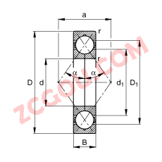 FAG?�ĵ�Ӵ������ QJ212-TVP, ���� DIN 628-4 ��׼����Ҫ�ߴ�, �ɷ���, �ʷ���Ȧ