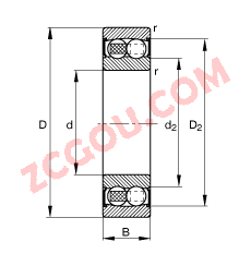 FAG?�Ե�������� 2309-2RS-TVH, ���� DIN 630 ��׼����Ҫ�ߴ�, ���ഽ�ܷ�