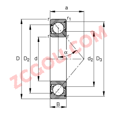 FAG?�ǽӴ������ 7302-B-2RS-TVP, ���� DIN 628-1 ��׼����Ҫ�ߴ磬�Ӵ��� �� = 40�㣬���ഽ�ܷ�