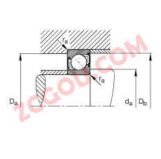 FAG?�ǽӴ������ 7302-B-2RS-TVP, ���� DIN 628-1 ��׼����Ҫ�ߴ磬�Ӵ��� �� = 40�㣬���ഽ�ܷ�