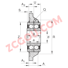 INA?�������Ԫ PCCJ25, ���ĸ���˨�׵ķ������������Ԫ��������˫�нǽӴ�����У�P ���ܷ�