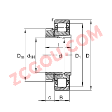 FAG?���ι������ 20232-K-MB-C3 + H3032, ���� DIN 635 �� DIN 5415 ��׼����Ҫ�ߴ�, ��׶�׺ͽ�����