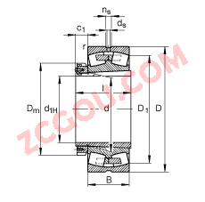 FAG?Ĺ 22264-K-MB + H3164,  DIN 635-2 ׼Ҫߴ, ׶׺ͽ